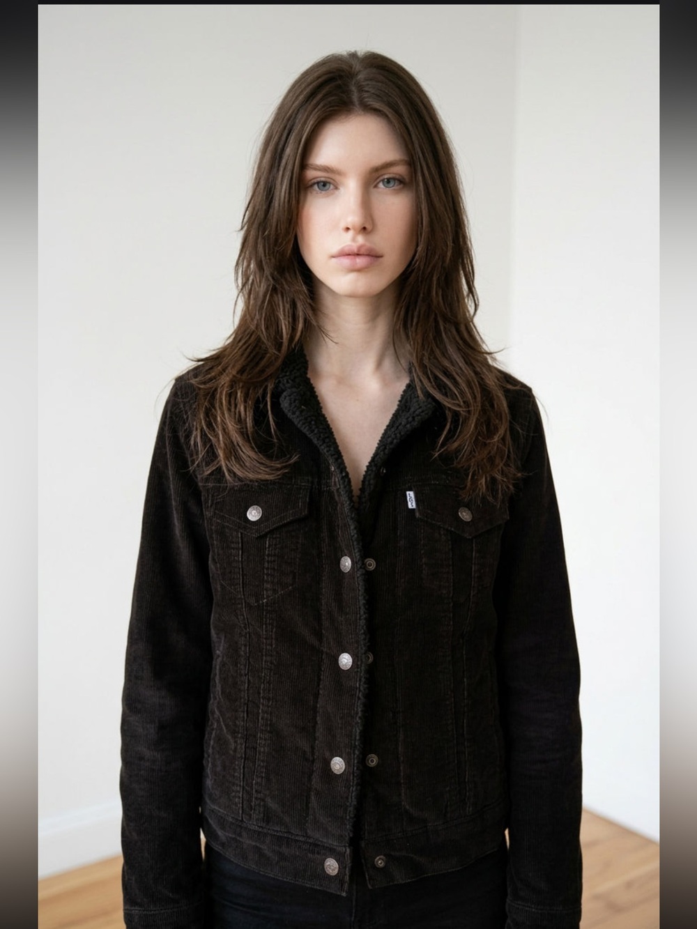 Levi's Black Sherpa Corduroy Trucker Jacket